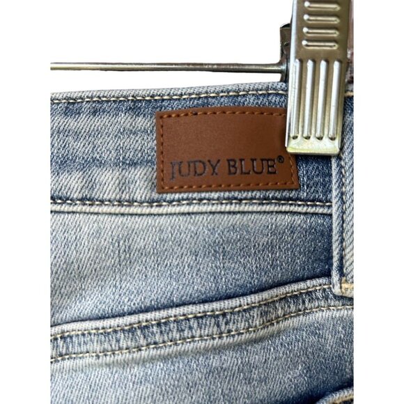 Judy Blue Wide‎ Leg Cropped Jeans 5/27 Light Wash Button Fly Cotton Blend - Picture 4 of 8